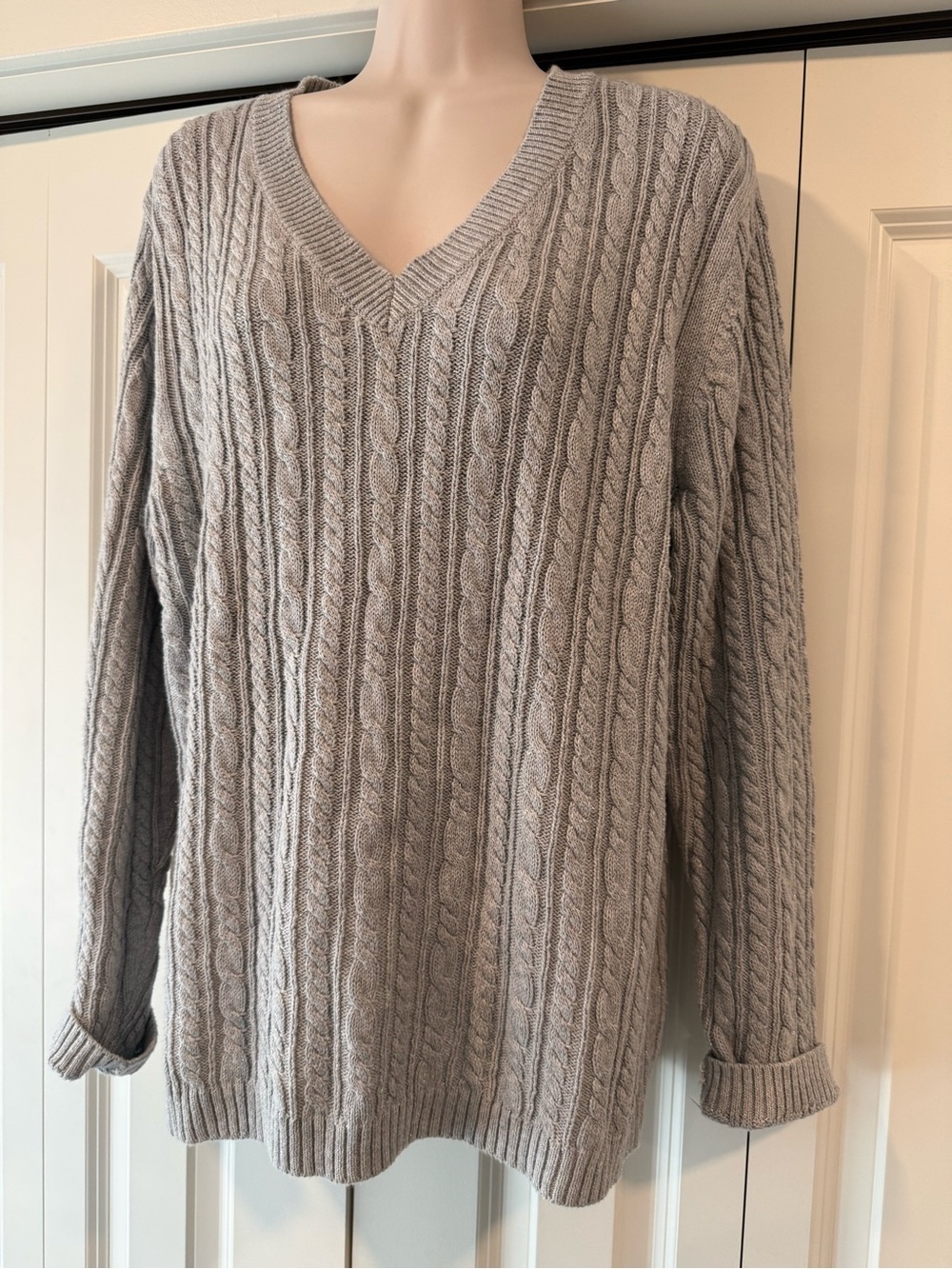 Croft & Barrow silver shimmer cableknit sweater xl